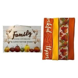 Family Where Life Begins Wreath Making Kit - DIY Pumpkin Sign & Ribbon Bundle